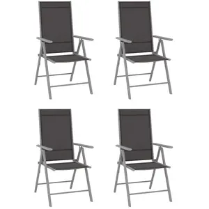 vidaXL Chaises de jardin pliables lot de 4 Textilène Noir pas cher