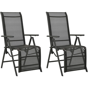vidaXL Chaises inclinables de jardin 2 pcs Textilène et aluminium Noir pas cher