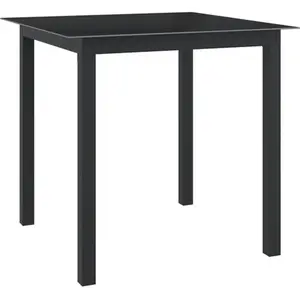 vidaXL Table de jardin Noir 80x80x74 cm Aluminium et verre pas cher