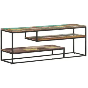 vidaXL Meuble TV 130x30x45 cm Bois de récupération massif pas cher
