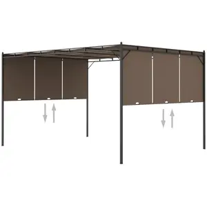 vidaXL Belvédère de jardin avec rideau latéral 4x3x2,25 m Taupe pas cher