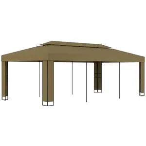 vidaXL - Prieel - met - dubbel - dak - 180 - g/m² - 3x6 - m - taupe pas cher