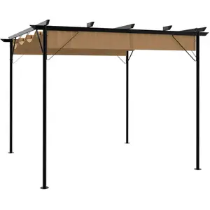 Comparateur de prix : vidaXL Pergola avec toit rétractable taupe 3x3 m acier 180 g/m²