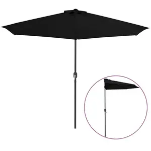 Comparateur de prix : vidaXL Parasol de balcon avec mât en aluminium Noir 300x155x223cm Demi