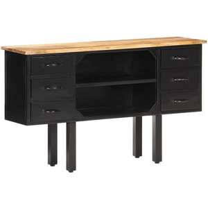 vidaXL Buffet 110x30x65 cm Bois de manguier massif brut et acier pas cher