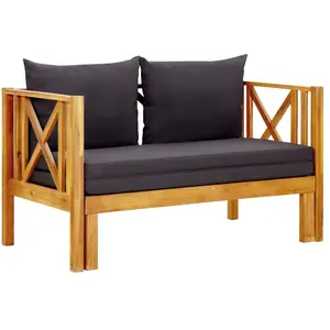 Comparateur de prix : vidaXL Banc de jardin 2 places et coussins 122 cm Bois d'acacia massif