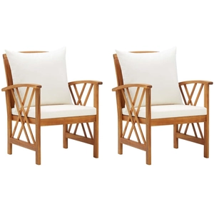 vidaXL Chaises de jardin avec coussins 2 pcs Bois d'acacia massif pas cher