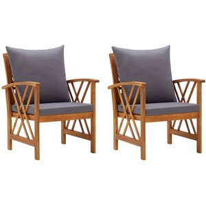 vidaXL Chaises de jardin avec coussins 2 pcs Bois d'acacia massif pas cher
