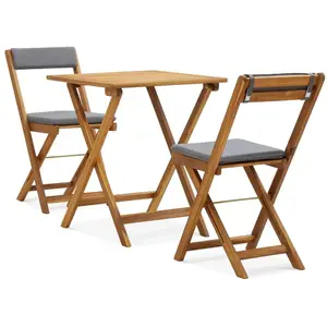 Comparateur de prix : vidaXL Ensemble de bistro pliable 3 pcs et coussins bois acacia solide