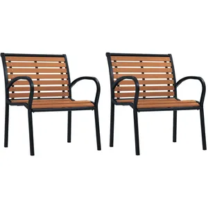 vidaXL Chaises de jardin 2 pcs Acier et WPC Noir et marron pas cher