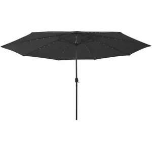 Comparateur de prix : vidaXL Parasol de jardin avec lumières LED et mât en métal 400 cm noir