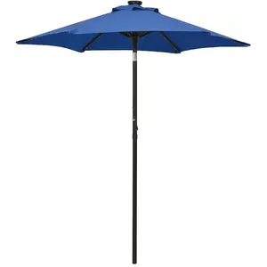 vidaXL Parasol avec lumières LED Bleu azuré 200x211 cm Aluminium pas cher