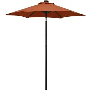 vidaXL Parasol avec lumières LED Terre cuite 200x211 cm Aluminium pas cher