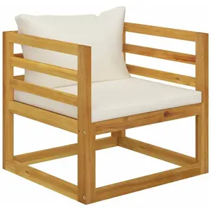 vidaXL Chaise de jardin avec coussins crème Bois d'acacia massif pas cher