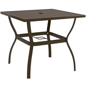 vidaXL Table de jardin Marron 81,5x81,5x72 cm Acier pas cher