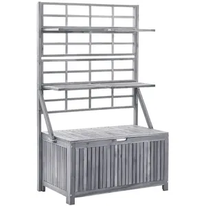 Comparateur de prix : vidaXL Boîte de rangement avec treillis Gris 99x55x160cm Acacia solide
