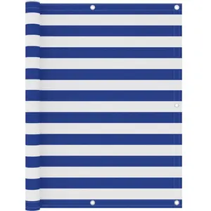 vidaXL Écran de balcon Blanc et bleu 120x300 cm Tissu Oxford pas cher