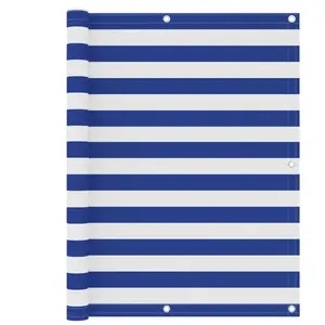 vidaXL Écran de balcon Blanc et bleu 120x400 cm Tissu Oxford pas cher