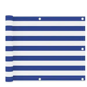 vidaXL Écran de balcon Blanc et bleu 75x300 cm Tissu Oxford pas cher