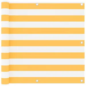 vidaXL Écran de balcon Blanc et jaune 90x500 cm Tissu Oxford