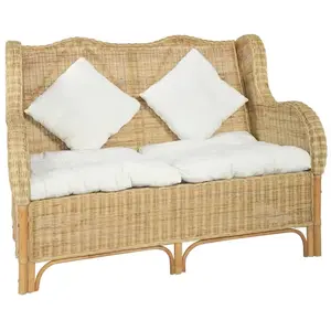 Comparateur de prix : vidaXL Canapé 2 places Rotin naturel et lin