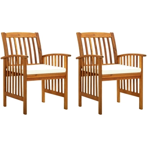vidaXL Chaises à dîner de jardin 3pcs et coussins Bois d'acacia massif pas cher