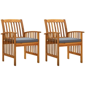 vidaXL Chaises à dîner de jardin 2pcs et coussins Bois d'acacia massif pas cher