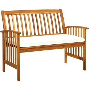 vidaXL Banc de jardin avec coussins 119 cm Bois solide d'acacia pas cher