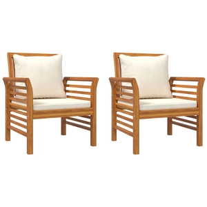 vidaXL Chaises de canapé et coussins blanc crème lot de 2 Bois acacia pas cher