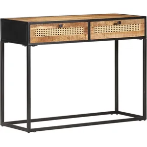 vidaXL Table console 100x35x75 cm Bois de manguier et canne naturelle