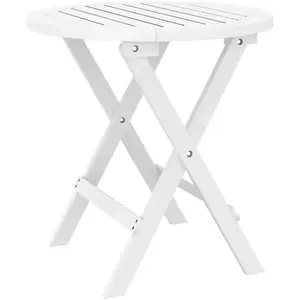 vidaXL Table pliable de jardin blanc Ø 46 cm bois d'acacia solide pas cher