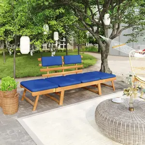 vidaXL Banc de jardin avec coussins 2-en-1 190 cm Bois solide d'acacia pas cher