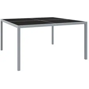 vidaXL Table de jardin 130x130x72 cm Gris Acier et verre pas cher