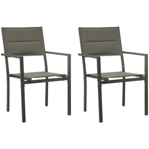 vidaXL Chaises de jardin 2 pcs Textilène et acier Gris et anthracite pas cher