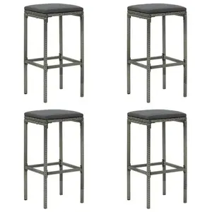 Comparateur de prix : vidaXL Tabourets de bar avec coussins lot de 4 gris résine tressée