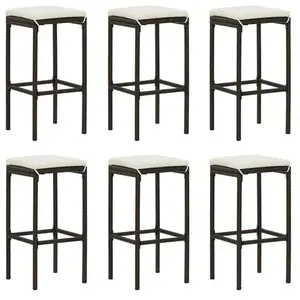 Comparateur de prix : vidaXL Tabourets de bar avec coussins lot de 6 marron résine tressée