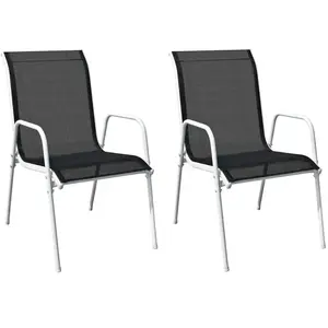 Comparateur de prix : vidaXL Chaises empilables de jardin 2 pcs Acier et textilène Noir