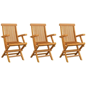 vidaXL Chaises de jardin 3 pcs Bois de teck massif pas cher
