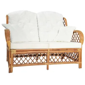 vidaXL Canapé à 2 places Marron clair Rotin pas cher