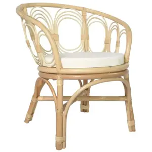 Vidaxl - Chaise de salle à manger avec coussin Rotin naturel et lin Brown pas cher