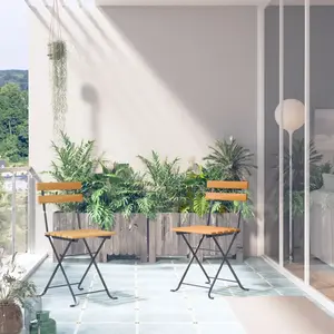 vidaXL Chaises pliables de jardin 2 pcs Acier et bois d'acacia solide pas cher