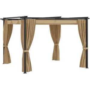 vidaXL Tonnelle avec rideaux 3x3 m Taupe Acier