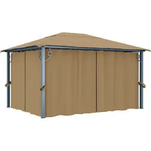 Non communiqué vidaXL Tonnelle avec rideau 400x300 cm Taupe Aluminium
