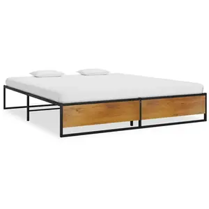 vidaXL Cadre de lit Noir Métal 140x200 cm pas cher