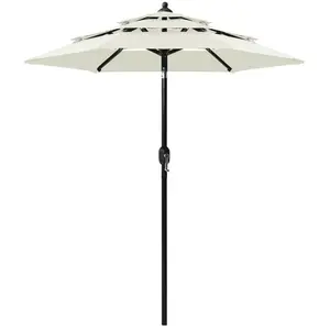 Comparateur de prix : vidaXL Parasol à 3 niveaux avec mât en aluminium Sable 2 m