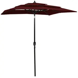 Comparateur de prix : vidaXL Parasol à 3 niveaux avec mât en aluminium Bordeaux 2x2 m