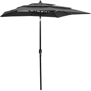 Comparateur de prix : vidaXL Parasol à 3 niveaux avec mât en aluminium Anthracite 2x2 m