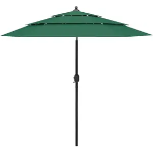 vidaXL Parasol à 3 niveaux avec mât en aluminium Vert 2,5 m pas cher