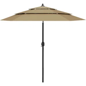 vidaXL Parasol à 3 niveaux avec mât en aluminium Taupe 2,5 m pas cher
