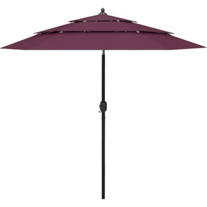 vidaXL Parasol à 3 niveaux avec mât en aluminium Bordeaux 2,5 m pas cher